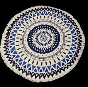 Target Blue and White Round Fringe beach towel